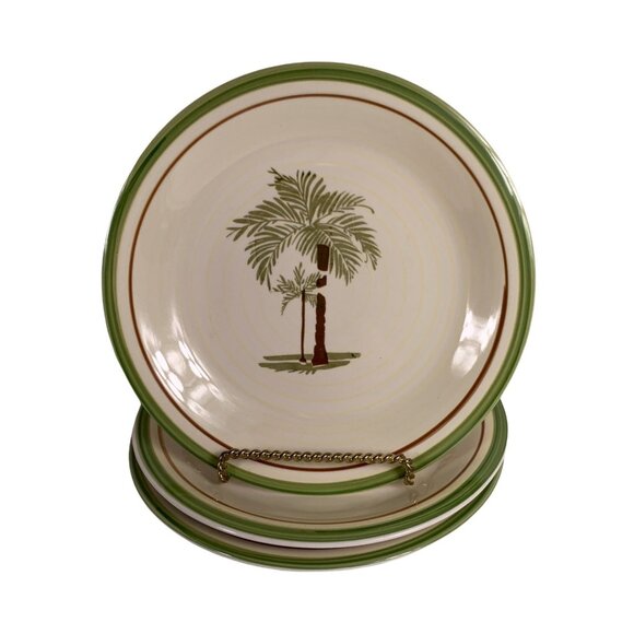 Mainstays Palm Villa Salad Plates Lot of 3 Palm Trees - Picture 1 of 12